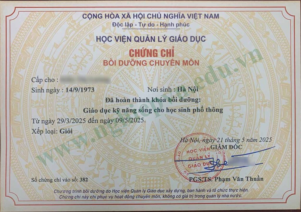 Bồi dưỡng giáo dục kỹ năng sống cho học sinh phổ thông - Nghiệp vụ UEED