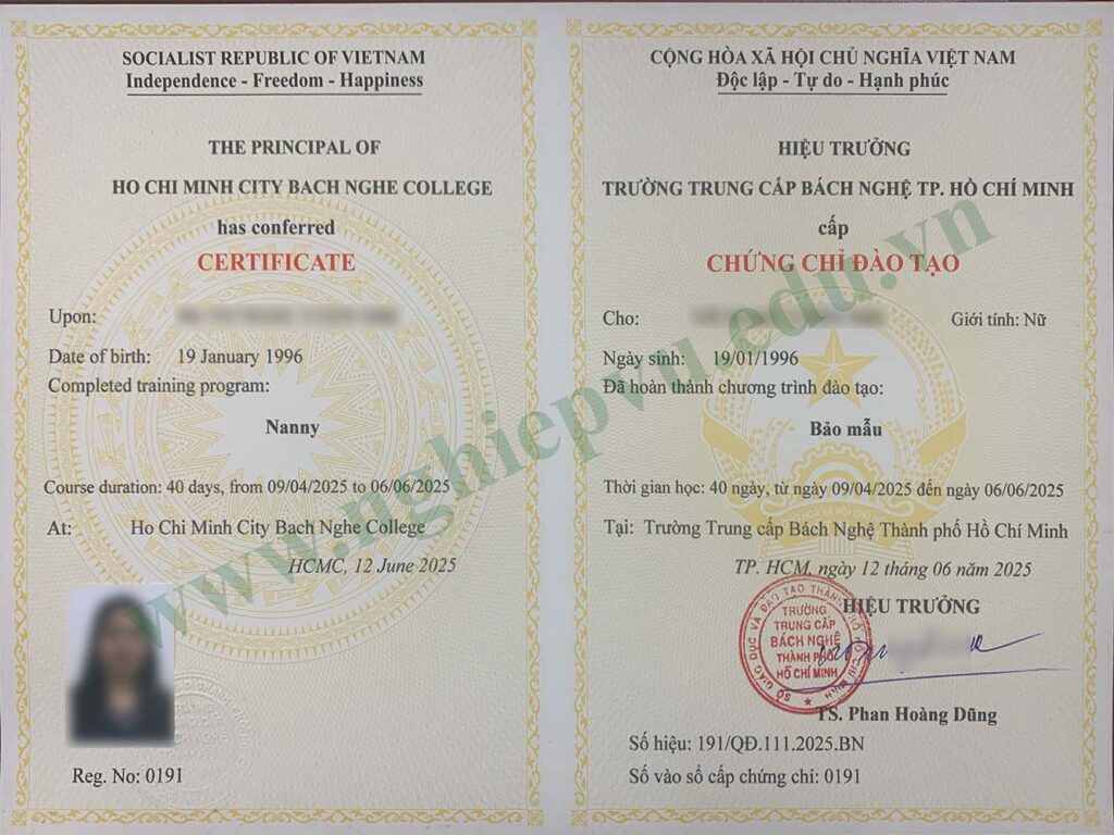 Chứng chỉ Bảo mẫu - Nghiệp vụ UEED