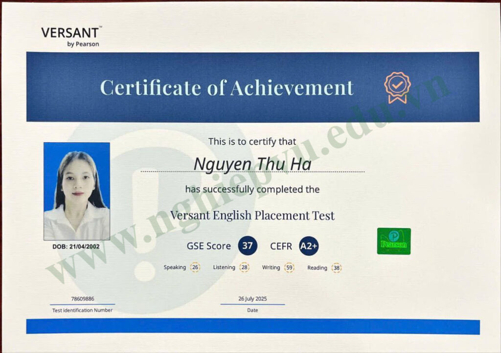 Chứng chỉ tiếng Anh A2 - Nghiệp vụ UEED