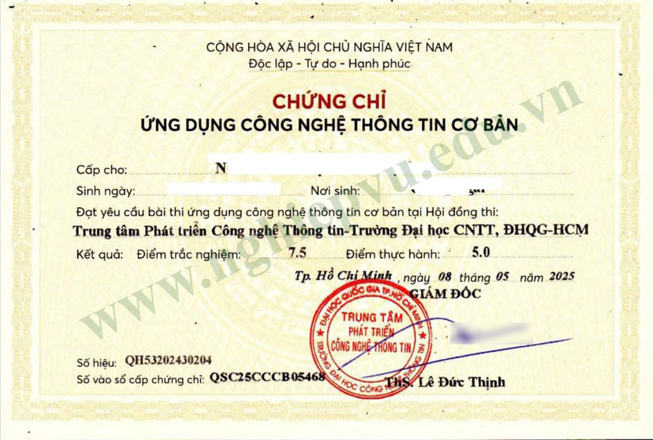 Chứng chỉ ứng dụng công nghệ thông tin cơ bản - Nghiệp vụ UEED