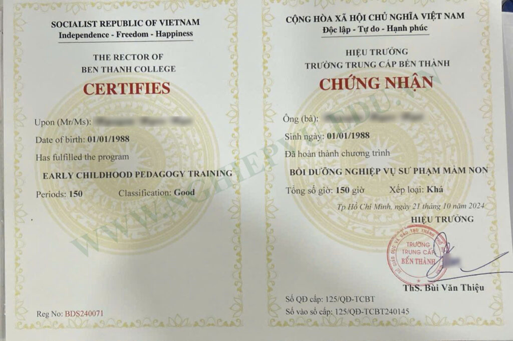 Chứng nghiệp vụ sư phạm mầm non 2024 - Nghiệp vụ UEED