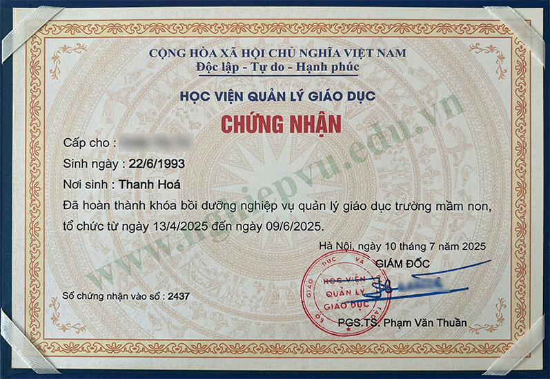 Chứng nhận Quản lý giáo dục trường mầm non - Trung tâm đào tạo kỹ năng và nghiệp vụ UEED
