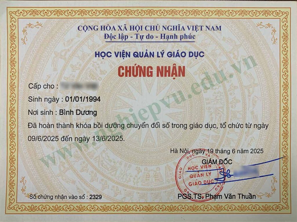 Chứng nhận chuyển đổi số trong giáo dục - Nghiệp vụ UEED