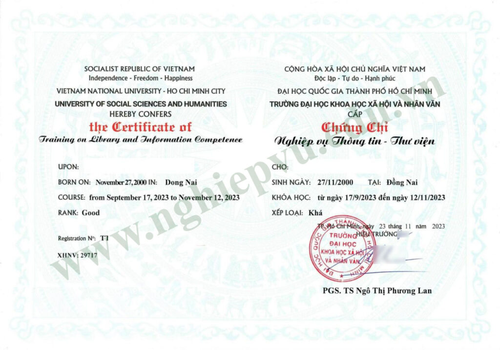 Nghiệp vụ thông tin thư viện - Nghiệp vụ UEED